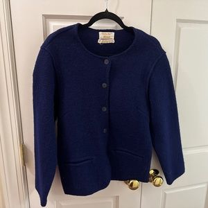 Vintage Tally Ho 100% wool Women’s size L blue  jacket cardigan